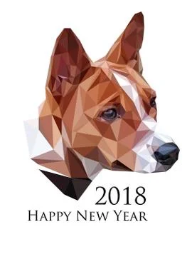 Vector image of basenji dog in low polygonal style Ilustración de archivo