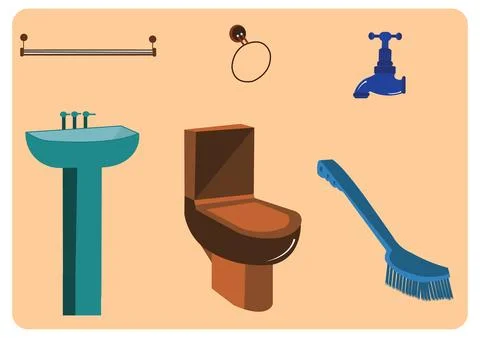 Vector image of bathroom element combo set. Stock Illustration