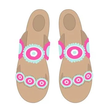 Vector image of beach flip-flops in mint and pink colors Stock Illustration