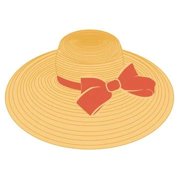 Vector image of a beach hat with a wide brim in yellow and orange Stock Illustration