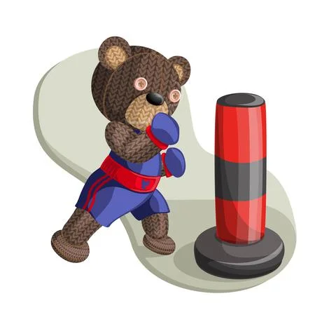 Vector image of a bear in a boxing outfit. Concept. Cartoon style. EPS 10 Illustrazione stock