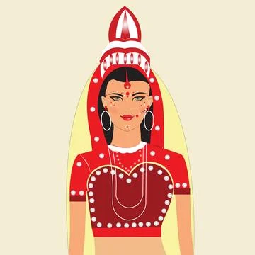 Vector Image Of Bengali Bride Ilustración de archivo