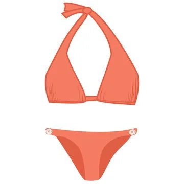 Vector image of a bikini swimsuit in bright orange color Stock Illustration