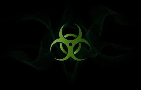 Vector image of a biohazard sign on an acid background Stock Illustration
