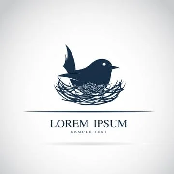 Vector image of an bird hatch her egg in nest Stock Illustration