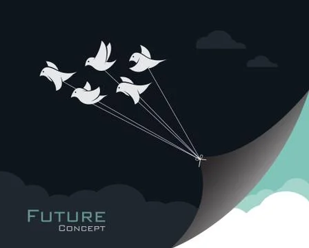 Vector image of birds changing reality. Illustrazione stock