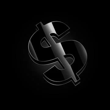 Vector image of black dollar with highlights Stock Illustration