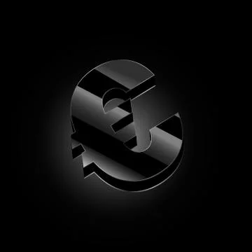 Vector image of black euro with highlights Stock Illustration