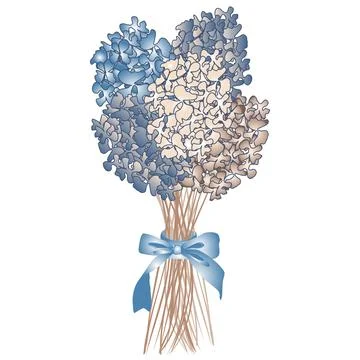 Vector image of a bouquet of dried flowers in boho style in blue and beige tones Stock Illustration