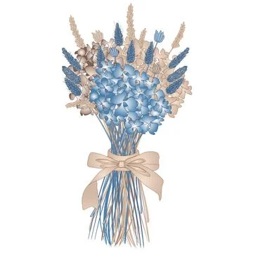 Vector image of a bouquet of dried flowers in boho style Stock Illustration