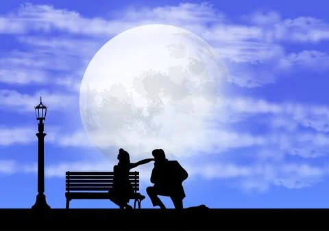 Vector image of boy proposing girl. Stock Illustration