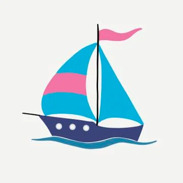 Vector image of a bright sailling ship on a white background. For the design of Stock Illustration