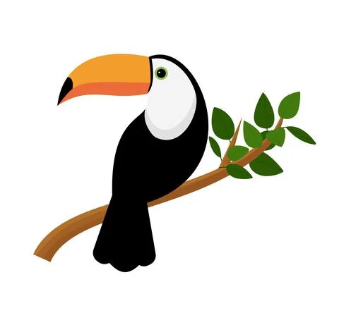 Vector image of a bright tropical Toucan bird on a white background. Colorful Illustrazione stock