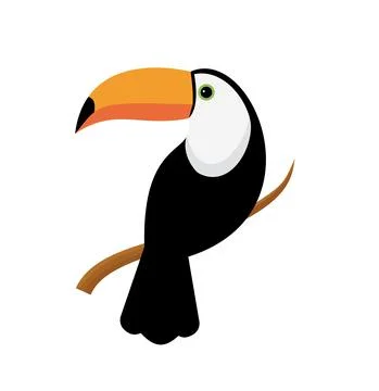 Vector image of a bright tropical Toucan bird on a white background. Colorful Illustrazione stock