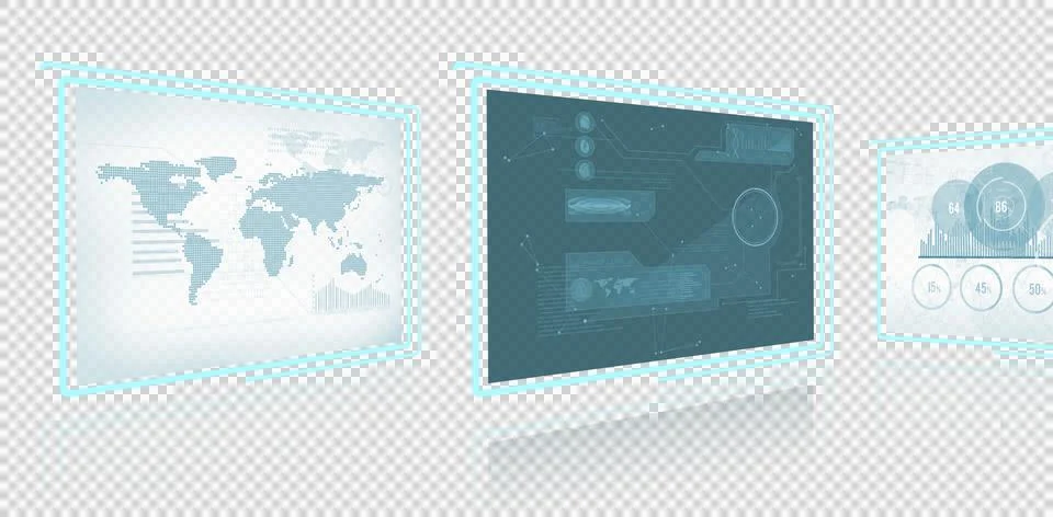 Vector image of business graphs and map Stockfoto's