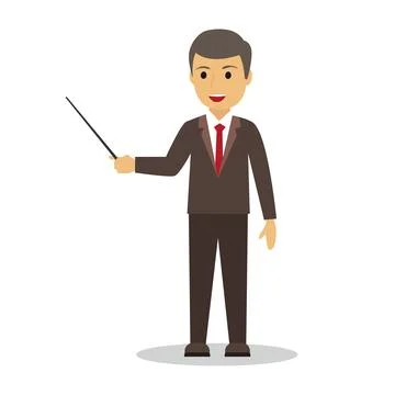 Vector image of a businessman with pointer stick in hand. Stock Illustration