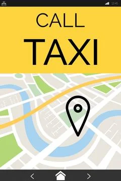 Vector image of Call taxi text with map Stock Illustration