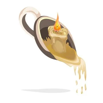 Vector image of a candlestick with a dying candle. Concept. Isolated on white Stock Illustration