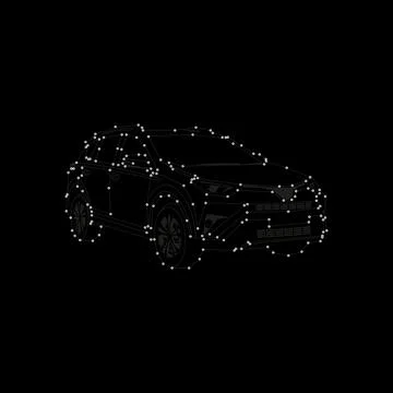 Vector image car. Stylized lines connection points. Design, car card Stock Illustration