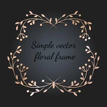 Vector image of a card with a floral frame on a dark background and the Stock Illustration