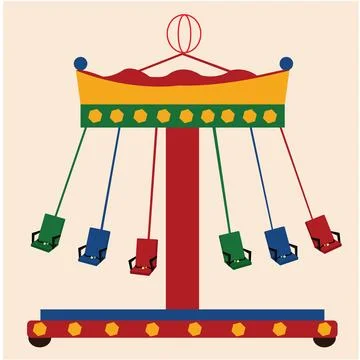 Vector image of carousel with chair ride. Stock Illustration