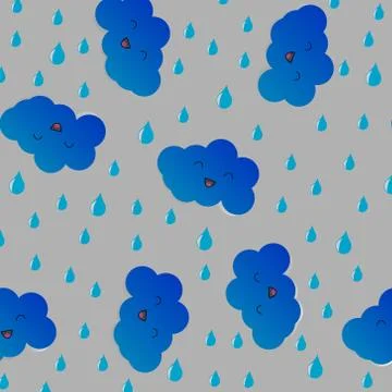Vector image of cartoon face cloud seamless pattern 스톡 일러스트