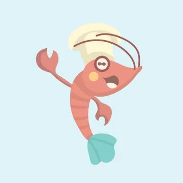 Vector image of a cartoon funny shrimp. Stock Illustration