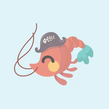 Vector image of a cartoon funny shrimp. Stock Illustration