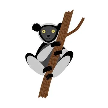 Vector image of the Cartoon Indri Stock Illustration