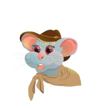 Vector image of cartoon mouse in hat and neckerchief Stock Illustration