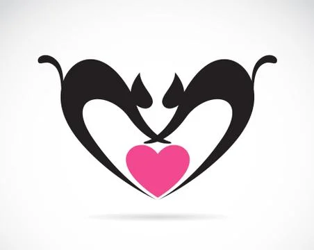 Vector image of cat on a heart shape Stock Illustration