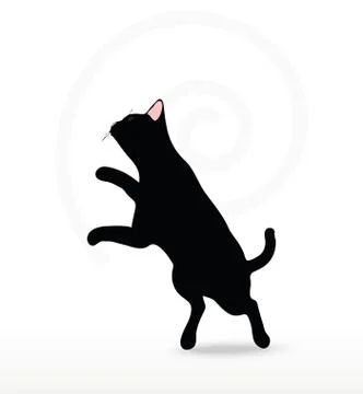 Vector Image - cat silhouette in Jumping pose Stock Illustration