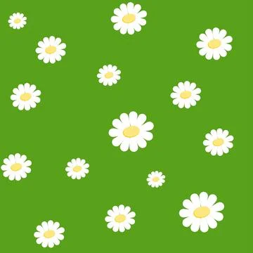 Vector image of a chamomile symbol on a green background. Stock Illustration