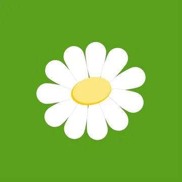 Vector image of a chamomile symbol on a green background. Stock Illustration