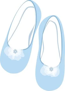 Vector image of children's ballet flats shoes in blue 스톡 일러스트