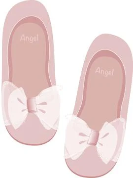Vector image of children's pink shoes with a bow for a little girl Stock Illustration
