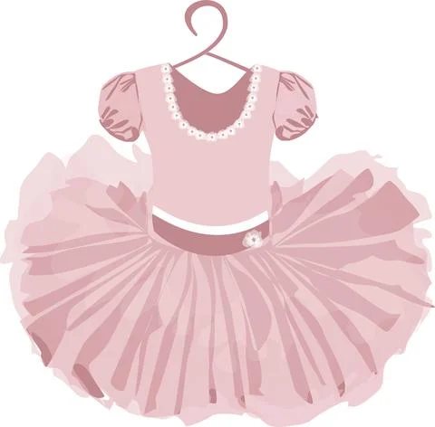 Vector image of a children's puffy tutu dress in pale pink tones with a hange Stock Illustration
