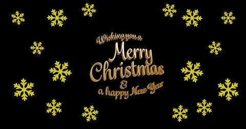 Vector image of christmas and new year greeting with snowflake pattern on black 스톡 일러스트