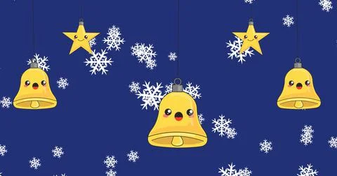 Vector image of christmas decoration with anthropomorphic faces with copy space Stock Illustration