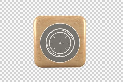 Vector image of clock icon on brown cube Stock Photos