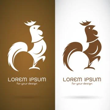 Vector image of an cock design on brown background and white background, Logo Stock Illustration