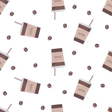 Vector image of coffee cups and coffee beans. Illustrazione stock