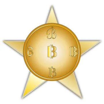 Vector image coins bitcoin with a symbol in a different form of yellow color Stock Illustration