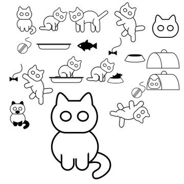 Vector image of collection of cat icons Stock Illustration