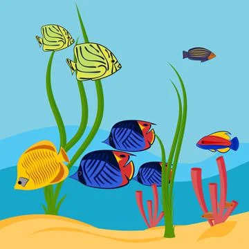 Vector image of colorful tropical fish Stock Illustration