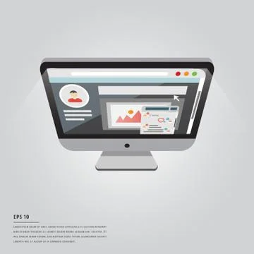 Vector image of computer and lorem ipsum text Ilustración de archivo