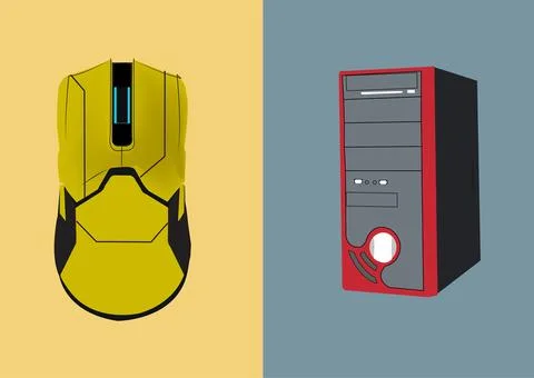 Vector image of computer cpu and mouse Stockillustratie