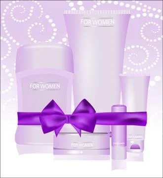 Vector image of cosmetics for women of different types Stock Illustration