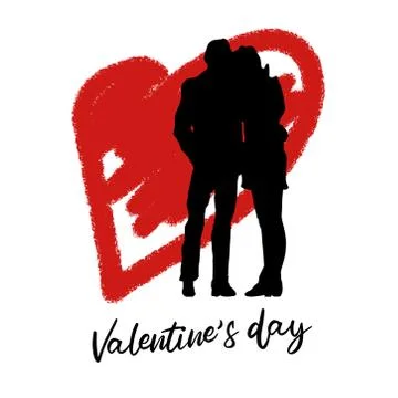 Vector image of a couple in love on the background of a red Valentine's day Stock Illustration