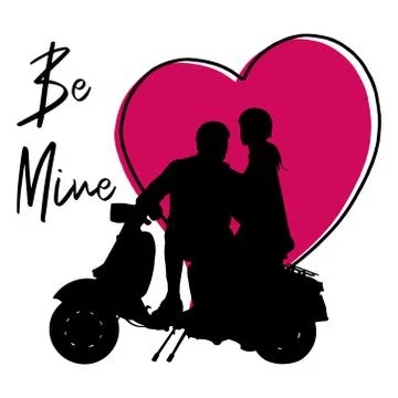 Vector image of a couple in love on the background of a red Valentine's day Stock Illustration